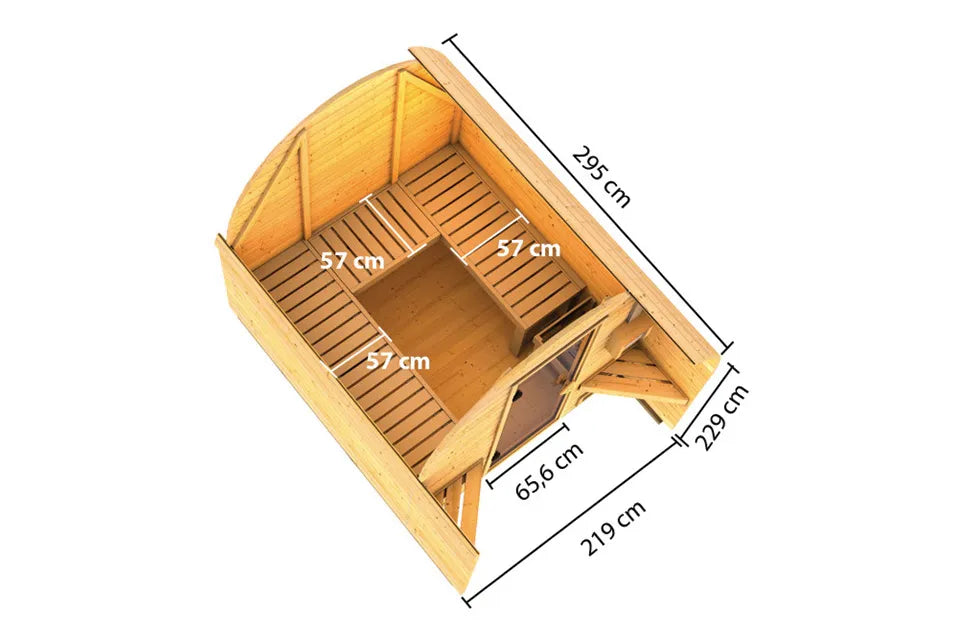 Karibu | Fasshaus 2 Barrelsauna | Kachel 9 kW Externe Bediening