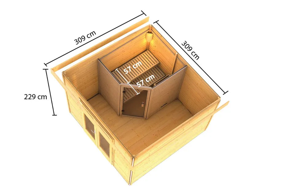 Karibu | Mainburg 1 Sauna Set A | Kachel 9 kW Externe Bediening