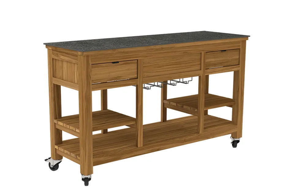 Passion Grills | Milano Bar Eiland met Wielen | 150-200 x 50 cm | Belgium Dark Grey
