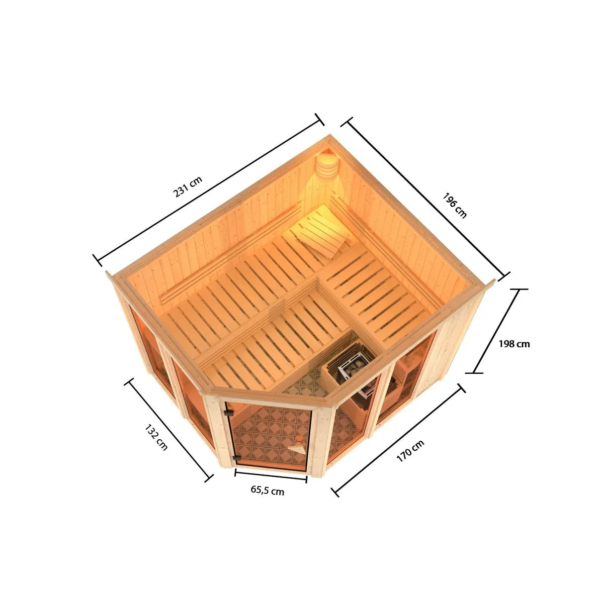 Karibu | Ainur 3 Sauna | Kachel 9 kW Externe Bediening