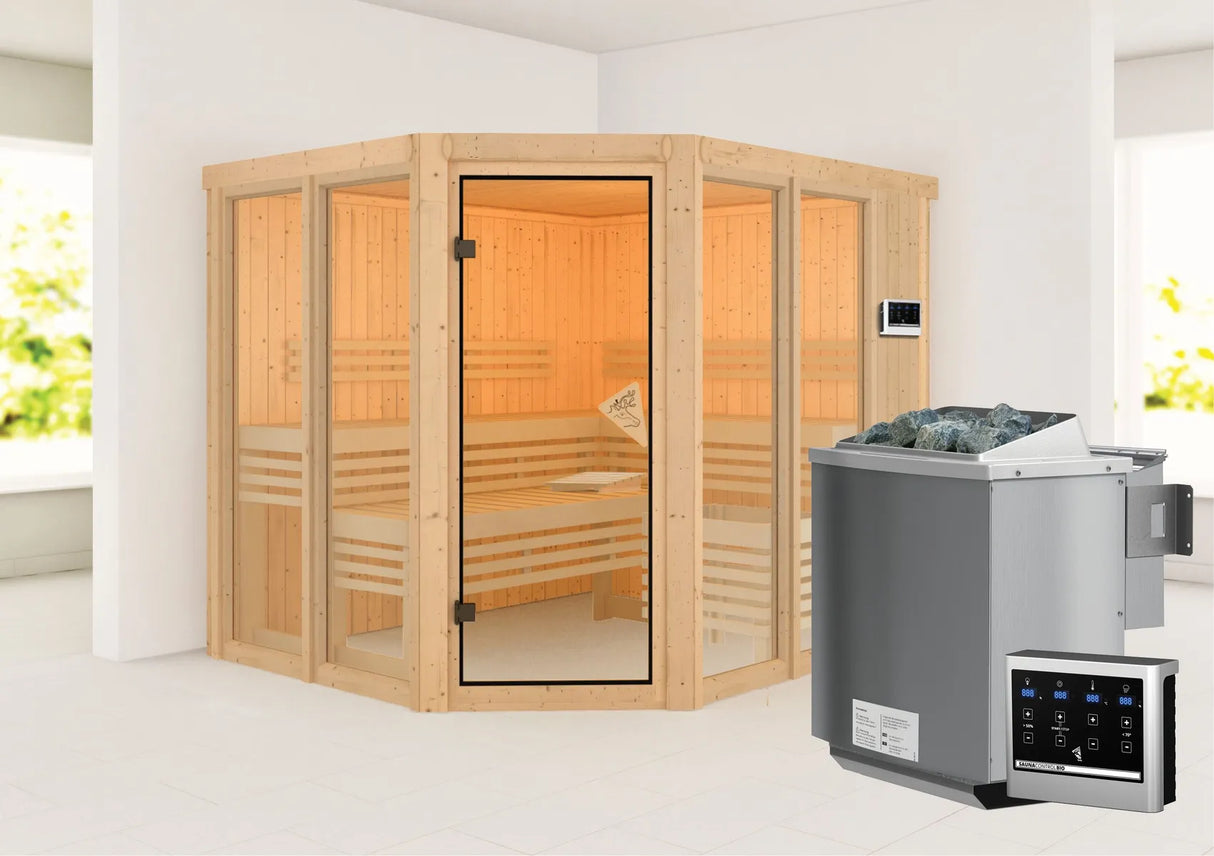 Karibu | Ainur 3 Sauna | Biokachel 9 kW Externe Bediening
