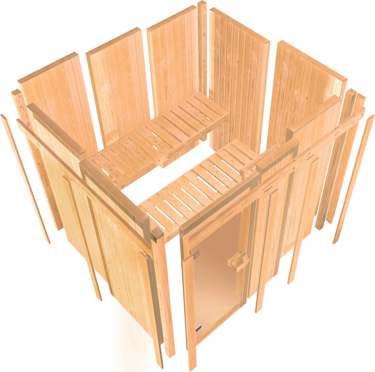 Karibu | Ainur 3 Sauna met Dakkraag | Kachel 9 kW Geïntegreerde Bediening