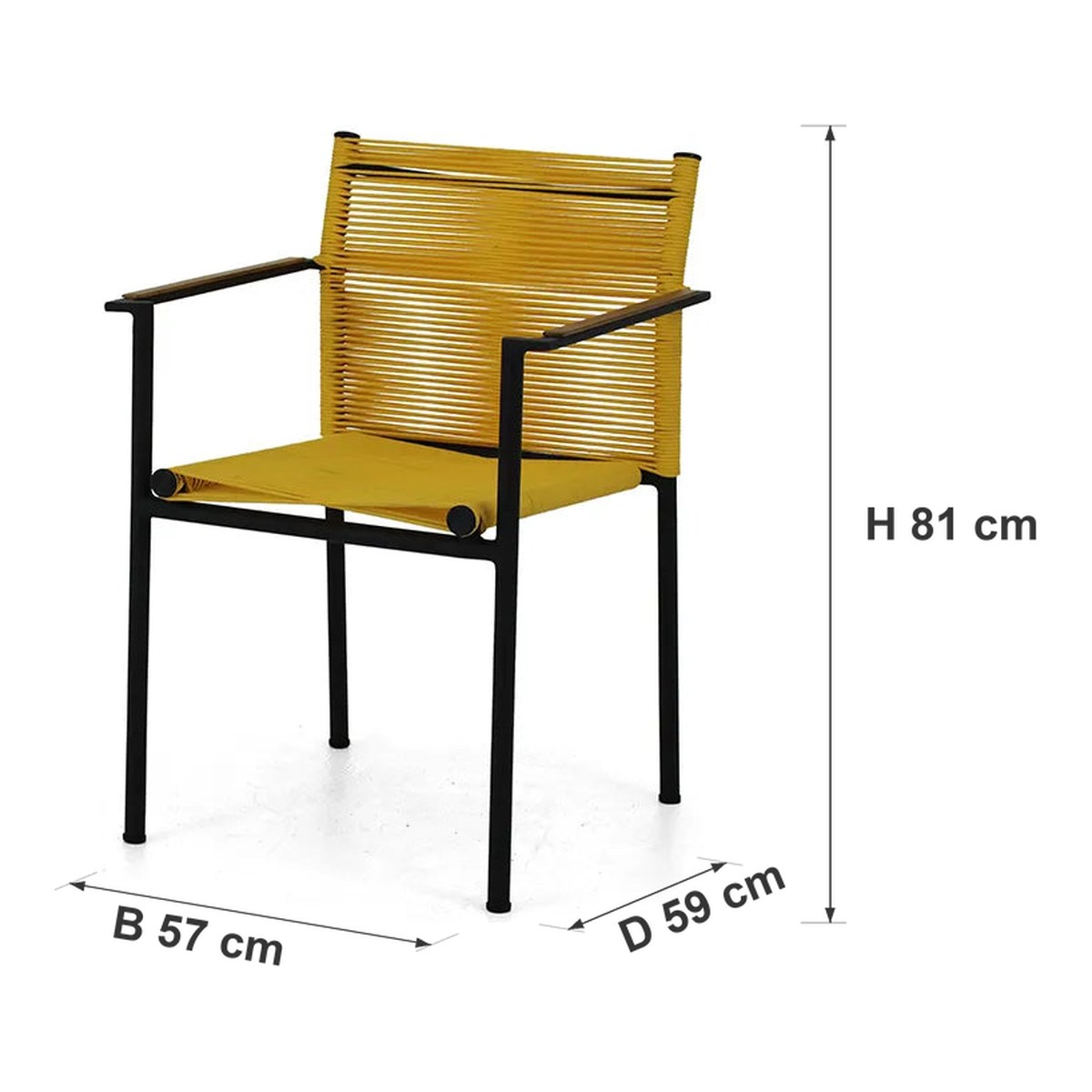 Afmetingen Apple Bee | Jakarta Tuinstoel | Lemon — B 57 × D 59 × H 81 cm
