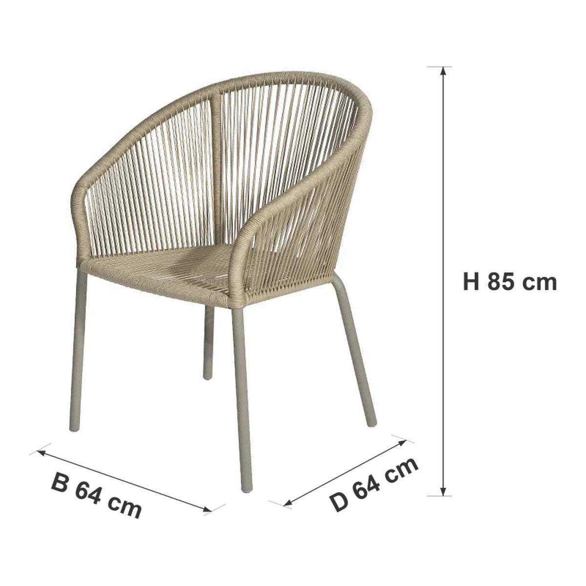 Afmetingen Borek | Colette Tuinstoel | Zand — B 64 × D 64 × H 85 cm