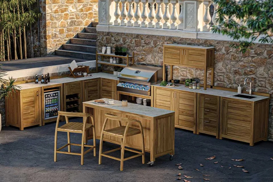 Passion Grills | Milano Buitenkeuken Opstelling Compleet 02 | Albastro Cream