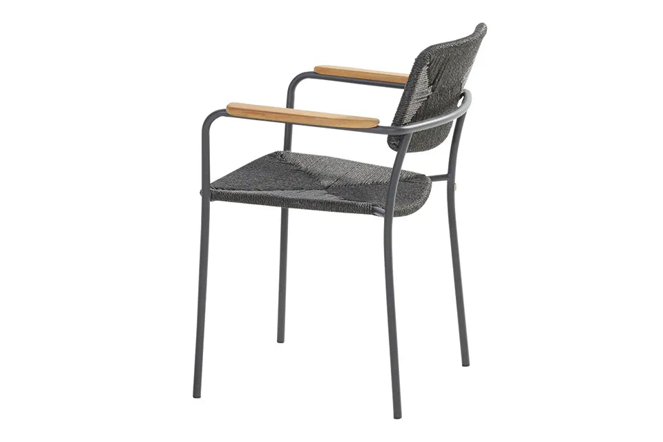 4 Seasons Outdoor | Bora Stapelstoel met Teak Arm | Antraciet