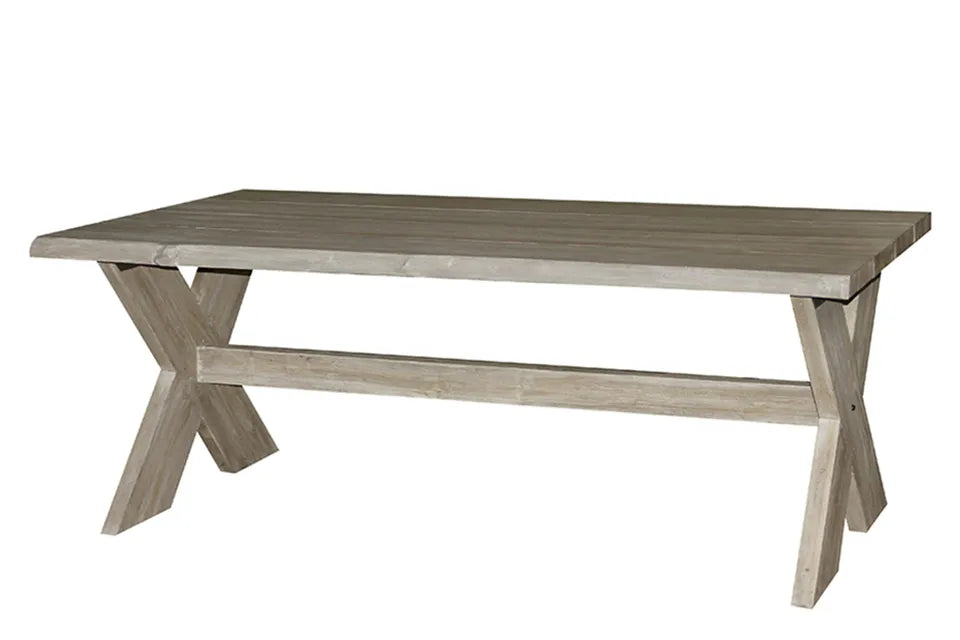 Fonteyn | Tuintafel Cross Half Log 200x100cm | Vergrijsd Teak