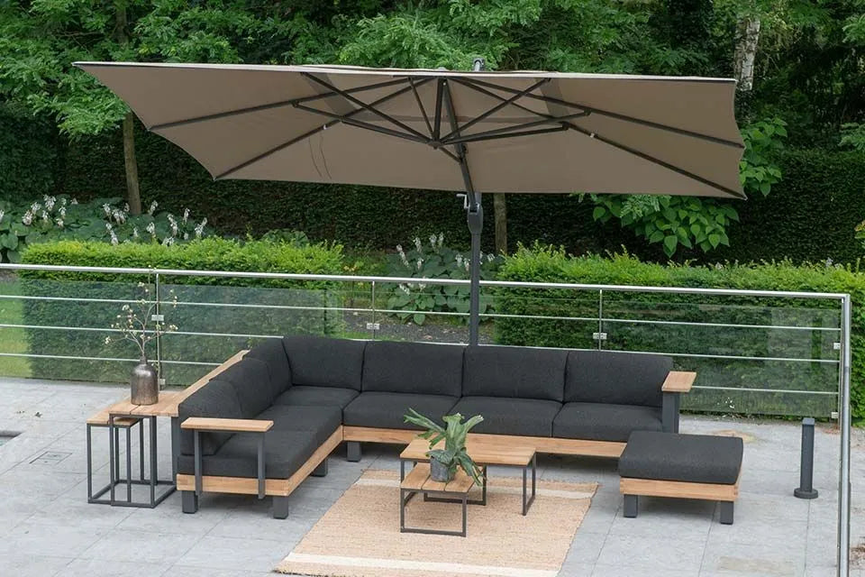 4 Seasons Outdoor | Siesta Zweefparasol Premium 300 x 400 cm | Wit-Charcoal