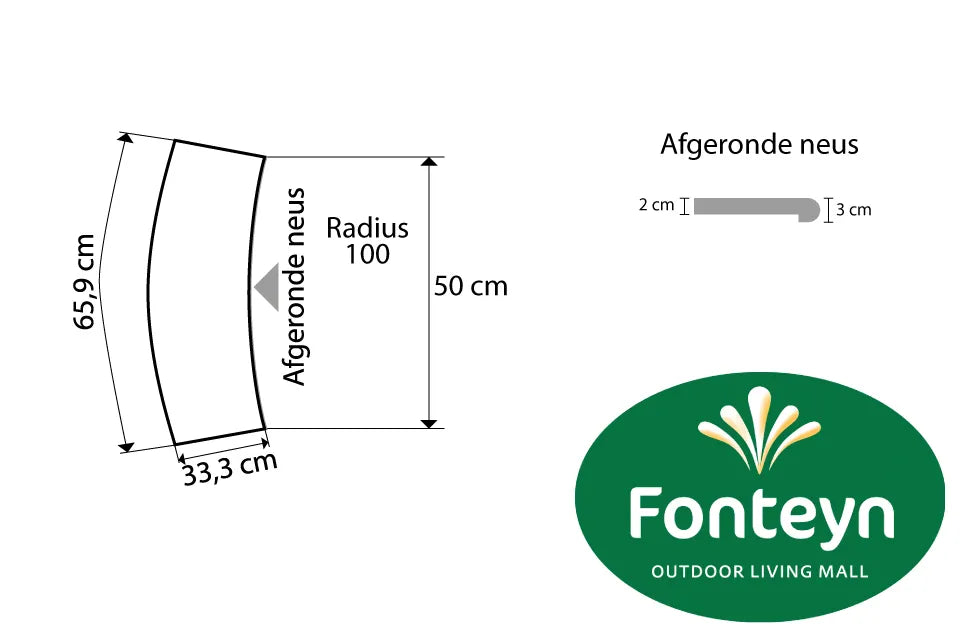 Fonteyn | Zwembad Randsteen | Randtegel Radius R100 met Afgeronde Neus