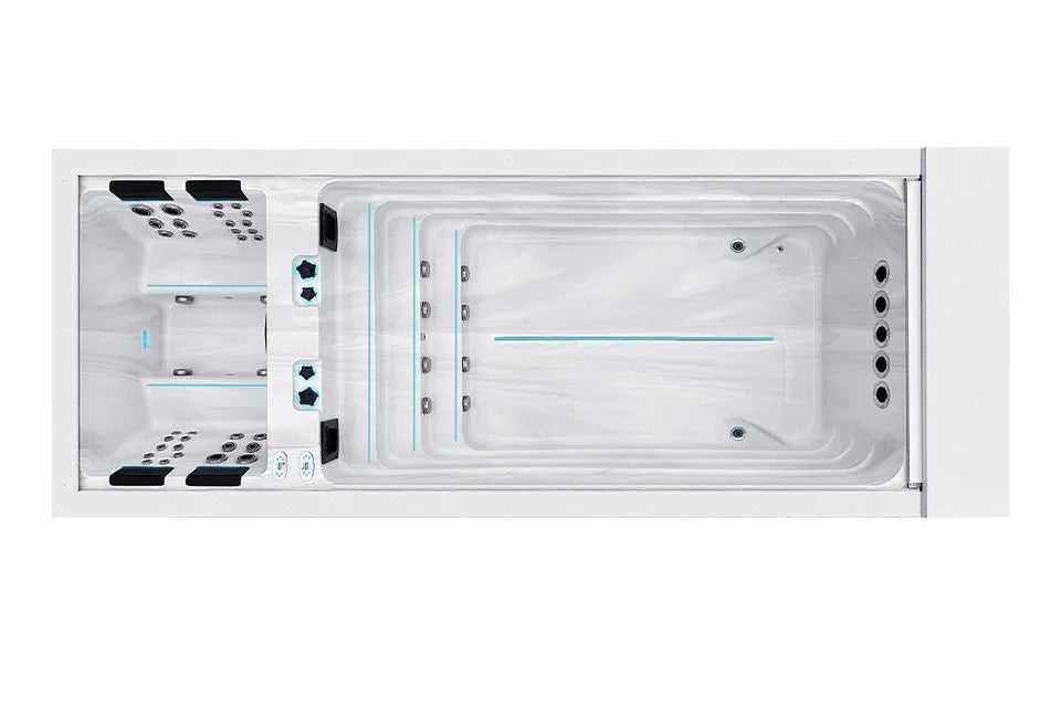 Balance Swimspa | Solid White with GREY/oak trim