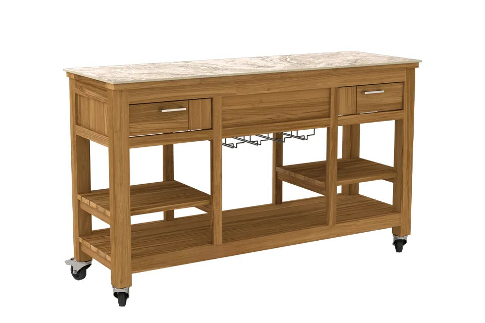 Passion Grills | Milano Bar Eiland met Wielen | 150-200 x 50 cm | Albastro Cream