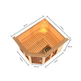 Karibu | Ainur 3 Sauna met Dakkraag | Kachel 9 kW Geïntegreerde Bediening