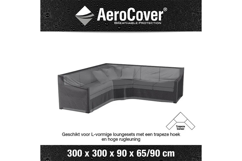 Platinum AeroCover | Loungesethoes 300 x 300 x 90 x 65-90(h) cm | L-vorm Trapeze