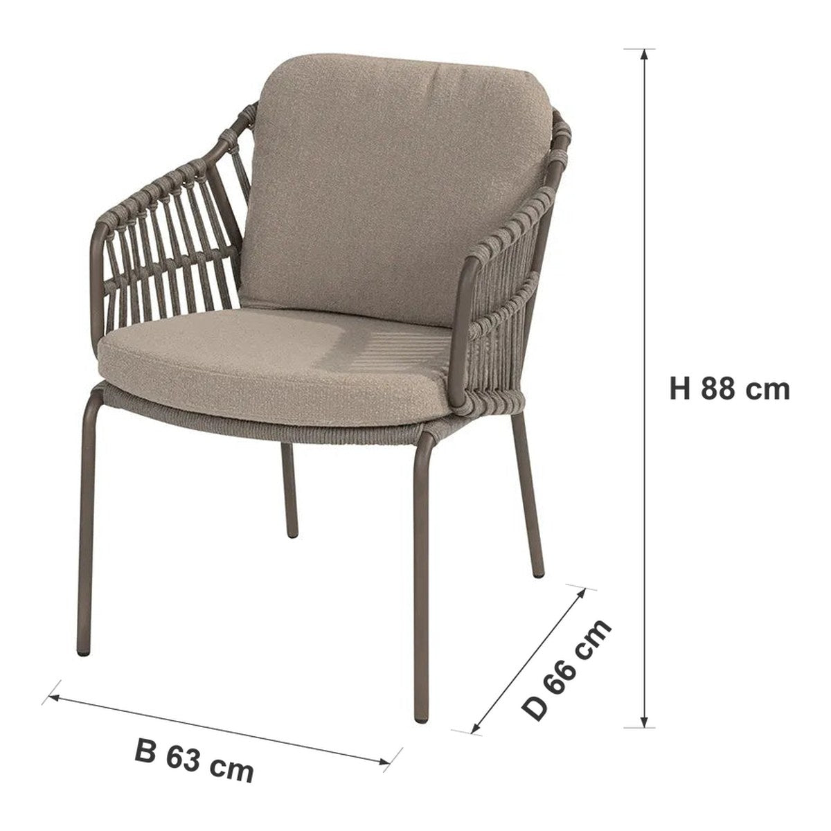 Afmetingen 4 Seasons Outdoor | Capalbio Tuinstoel — B 63 × D 66 × H 88 cm