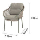 Afmetingen 4 Seasons Outdoor | Jura Stapelstoel — B 63 × D 69 × H 90 cm