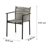 Afmetingen Apple Bee | Jakarta Tuinstoel | Grey — B 57 × D 59 × H 81 cm