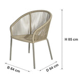 Afmetingen Borek | Colette Tuinstoel | Zand — B 64 × D 64 × H 85 cm