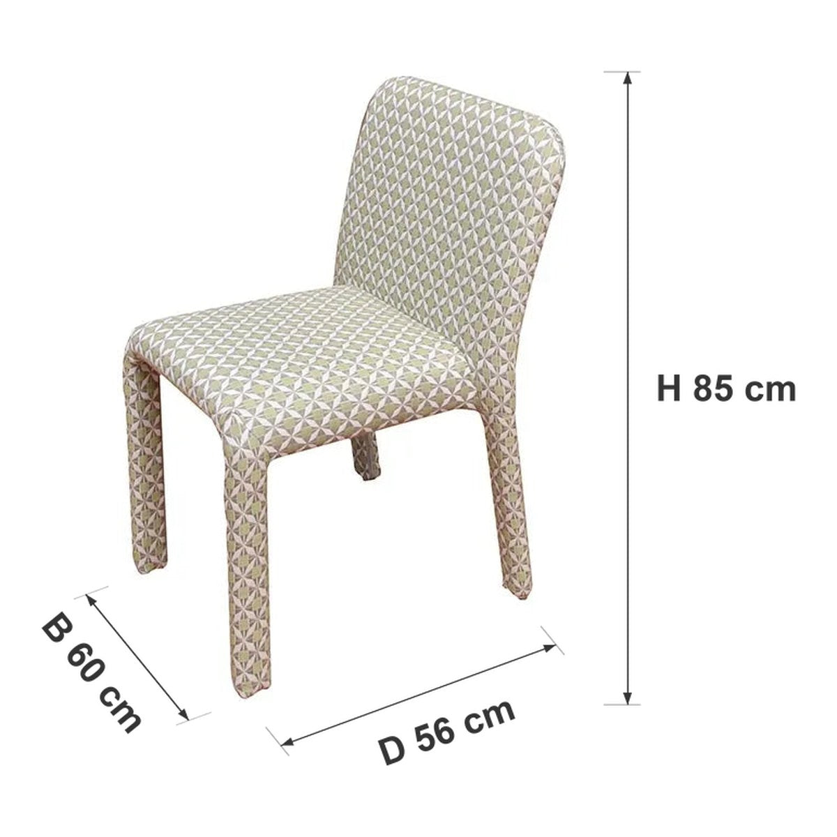 Afmetingen Fonteyn | Tuinstoel Click | Lime Sunbrella — D 56 × B 60 × H 85 cm