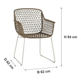 Afmetingen Max & Luuk | Austin Tuinstoel | Camel — D 62 × B 62 × H 84 cm