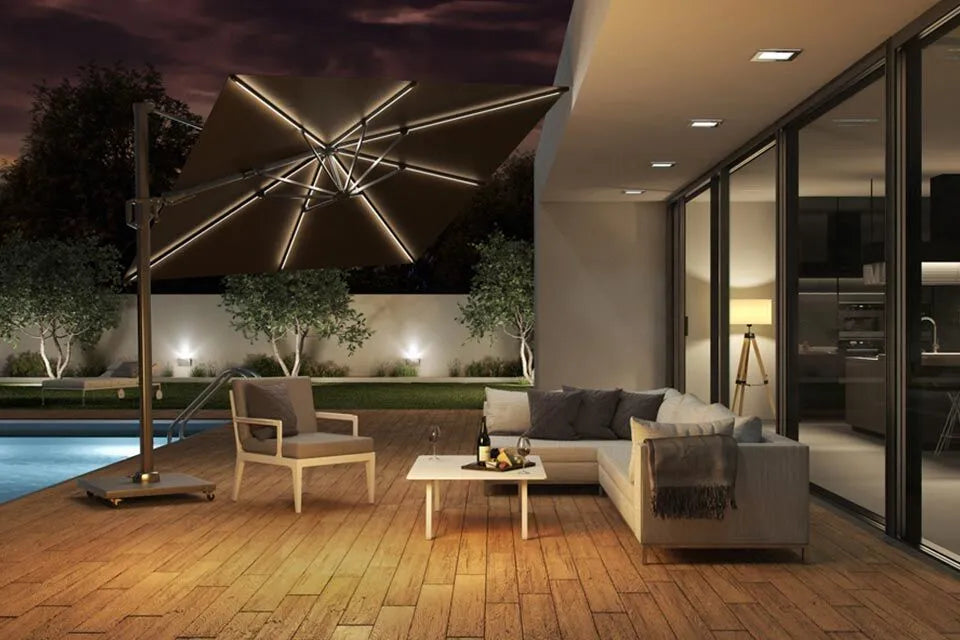 Platinum Sun & Shade | Challenger T² Zweefparasol Glow 300 x 300 cm | Taupe