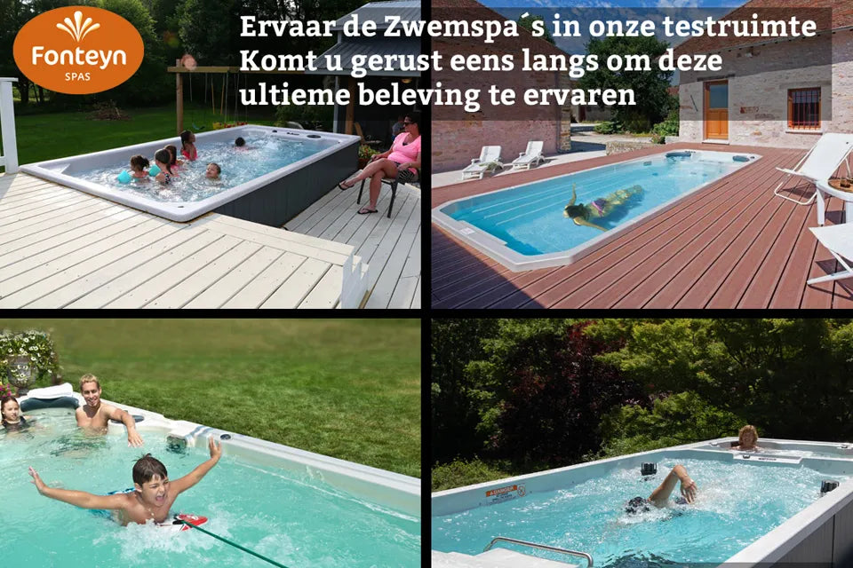 Fitness 1 Deep Swimspa | Sterling White with DARK GREY