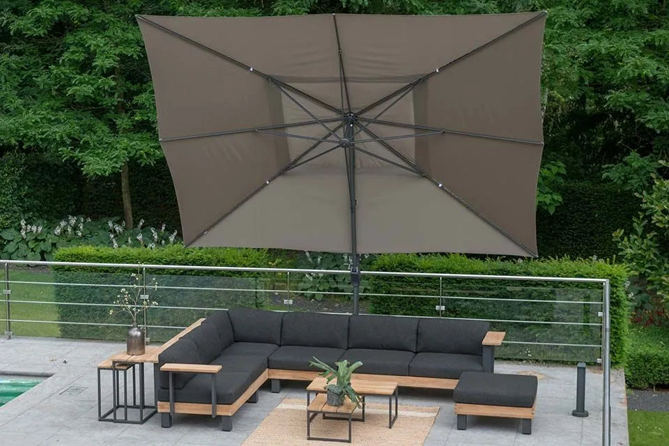 4 Seasons Outdoor | Siesta Zweefparasol Premium 300 x 400 cm | Wit-Charcoal