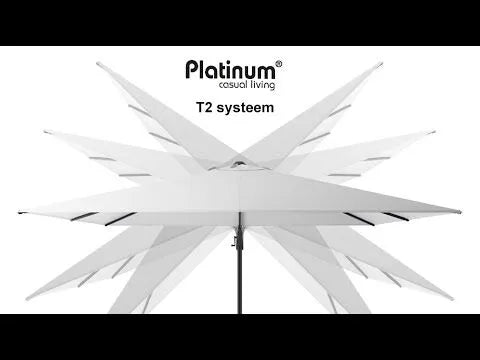 Platinum Sun & Shade | Challenger T² Zweefparasol Glow Ø350 cm | Lichtgrijs