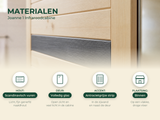 Joanne 1 Infraroodcabine - Fonteyn: materialen (Scandinavisch vurenhout, volledig glazen deur, antracietgrijze accentstrip)