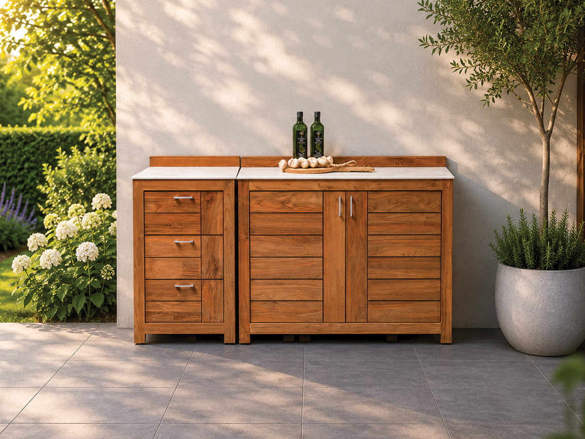 Passion Grills | Milano Buitenkeuken Opstelling 04 | Albastro Cream