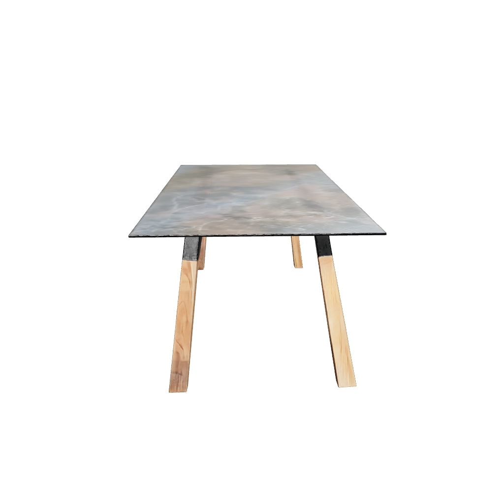 Fonteyn Tuintafel Aluminium 240 x 100 cm met Teak Poten Keramisch Blad, foto 2 van 4