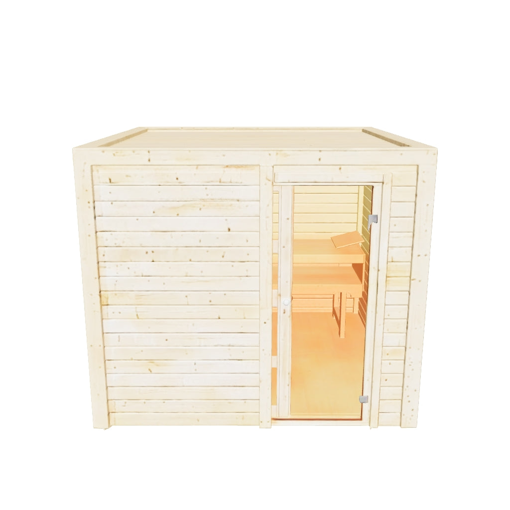 Karibu | Cuben Buitensauna met Voorruimte
