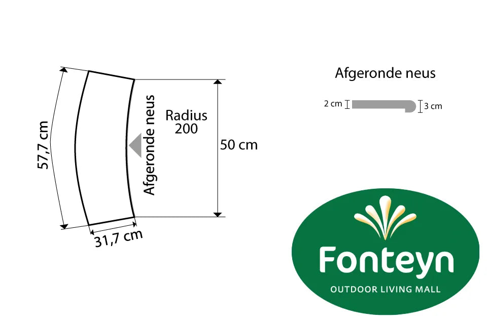 Fonteyn | Zwembad Randsteen | Randtegel Radius R200 met Afgeronde neus
