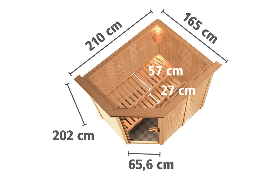 Karibu | Saja Sauna met Dakkraag | Bronzeglas Deur