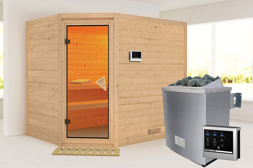 Karibu | Sauna Tanami | Biokachel 9 kW Externe Bediening